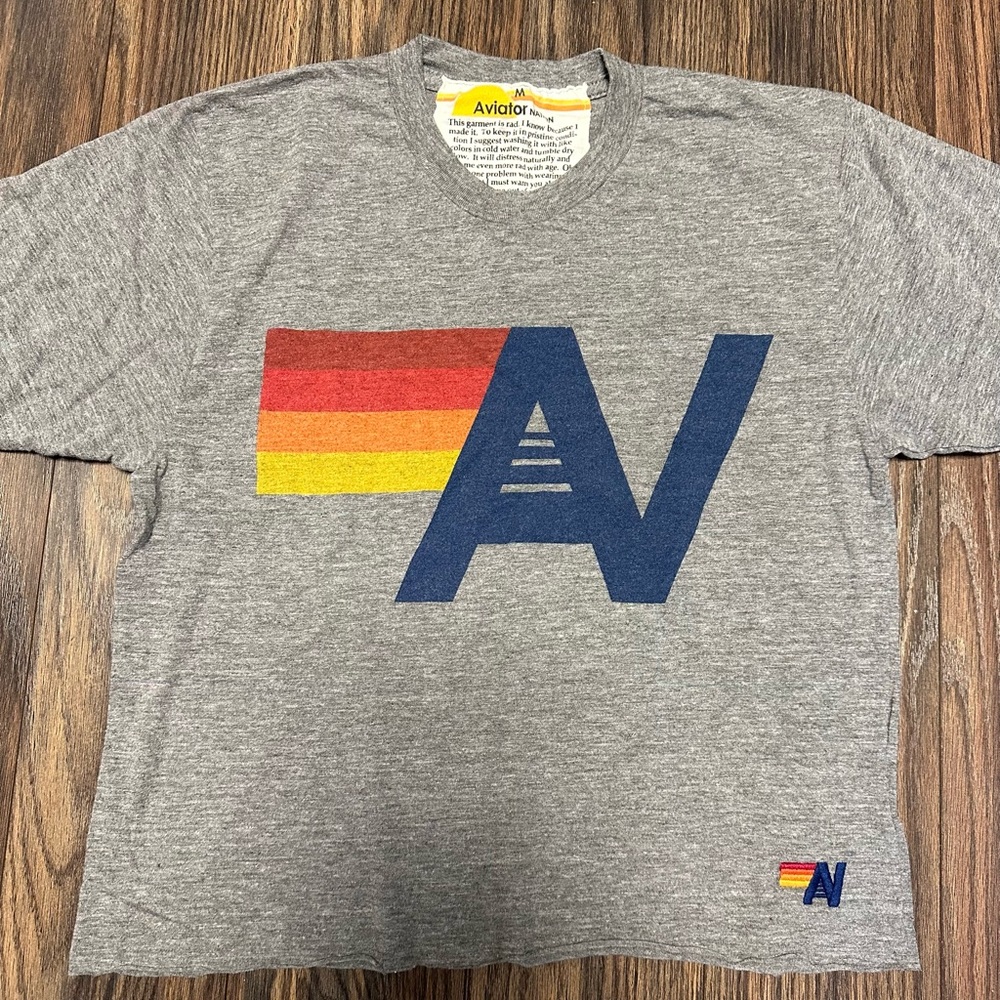 Aviator Nation cropped logo t shirt